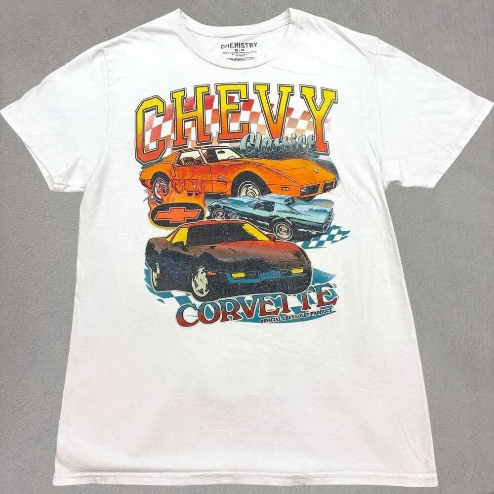 Chevy Classics Corvette T-Shirt Mens Medium White Official Chevrolet Product